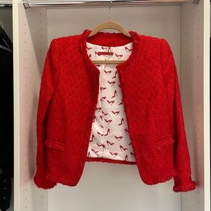 ALICE + OLIVIA red sparkly tweed blazer